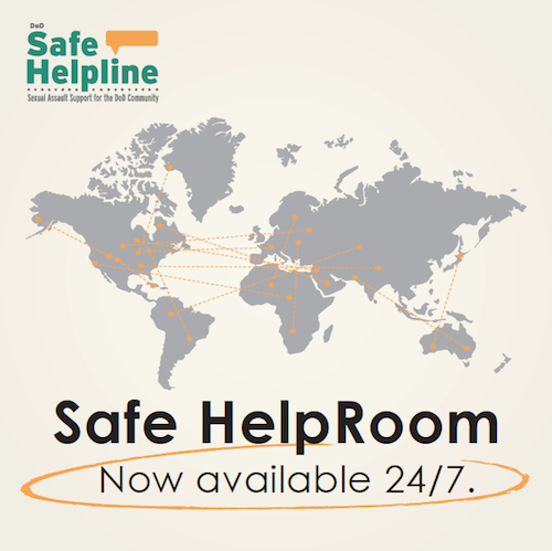 Safe HelpRoom now available 24/7 with a map of the globe above